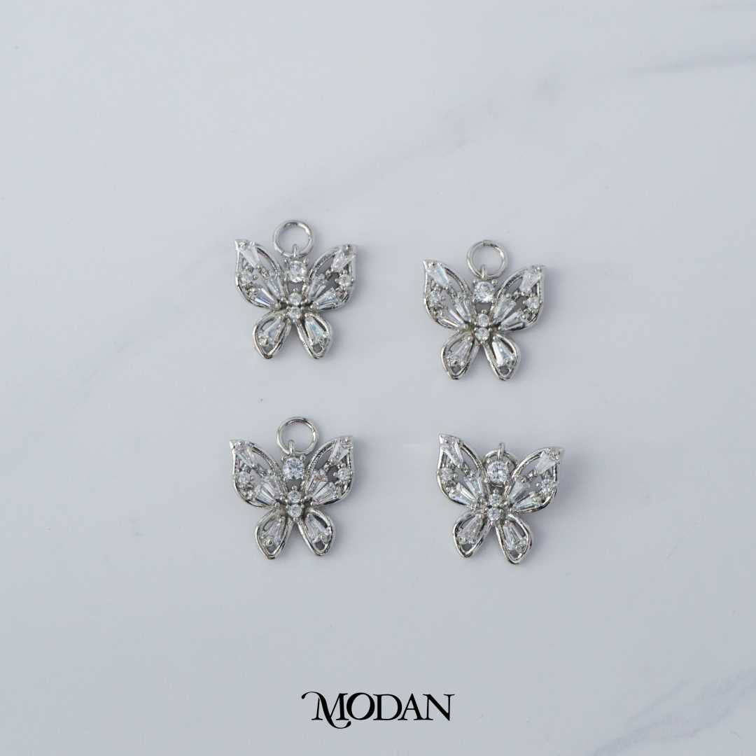 Dazzling Baguette Butterfly Charm DIY Charm Liontin Kupu-Kupu Berlian Hypoallergenic Gold Filled