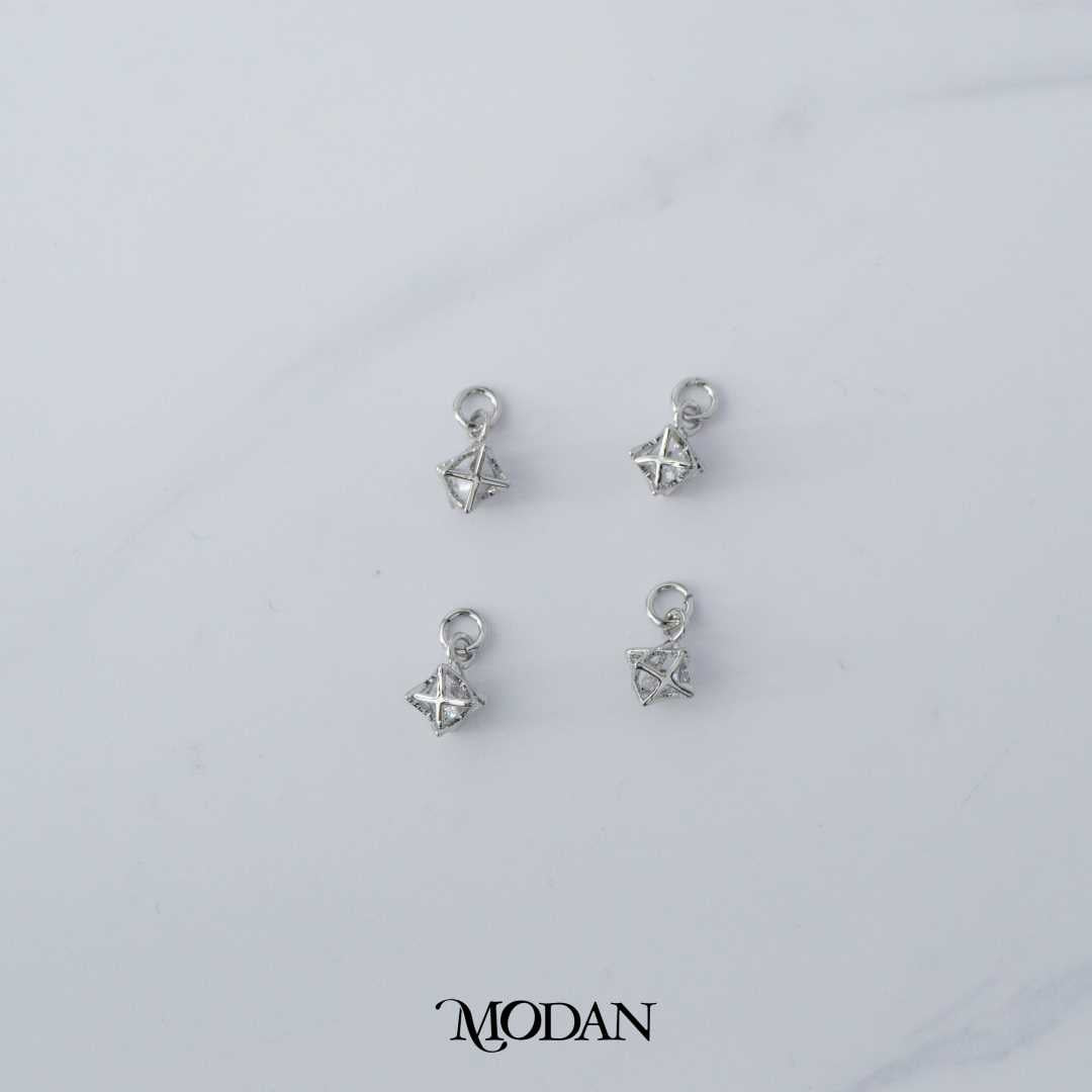 Tiny Star Dangle Cube Cubic Zirconia DIY Charm Liontin Bintang Kubus Berlian Kecil Hypoallergenic Gold Plated