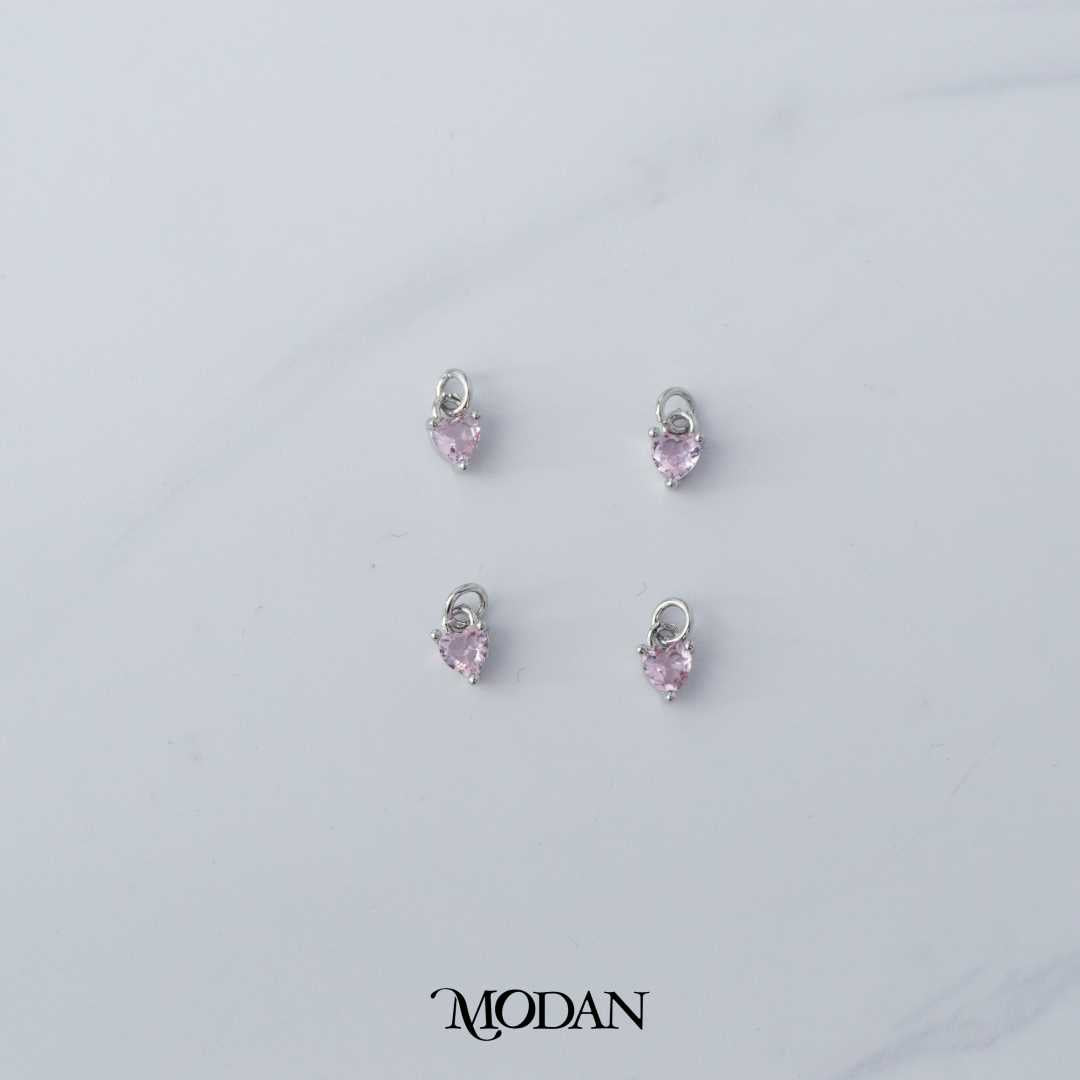 Tiny Pink Heart Love Charm DIY Liontin Hati Cinta Merah Muda Kecil Hypoallergenic Gold Filled
