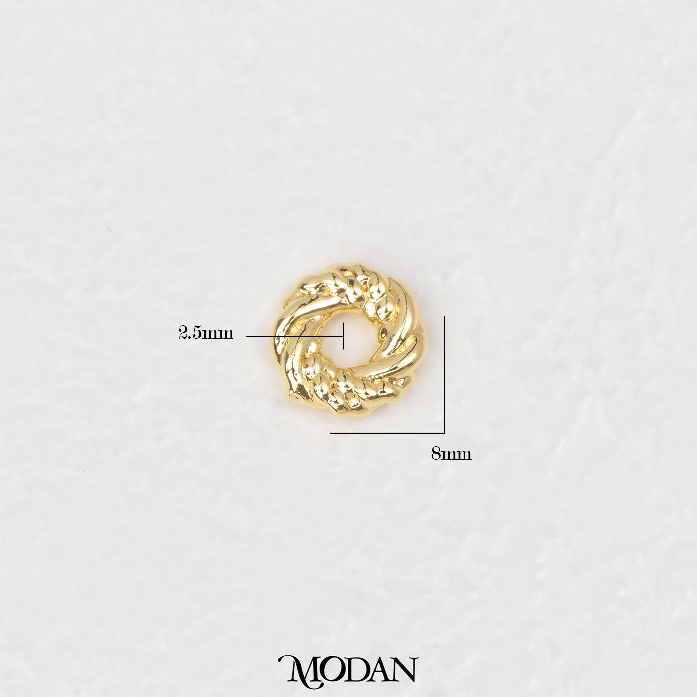 (8mm) Donut Texture DIY Beads Manik Liontin Donat Hypoallergenic Gold Filled