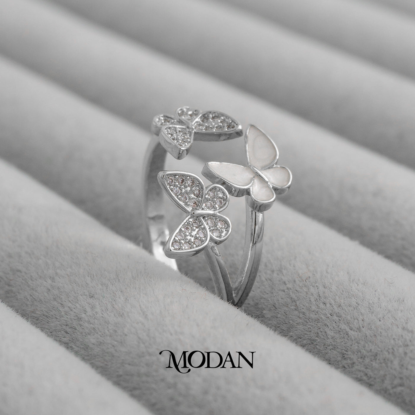 Korean Style Triple Buterfly Mother Of Heart Ring Cincin Kupu Kupu MOP Hypoallergenic Gold Plated