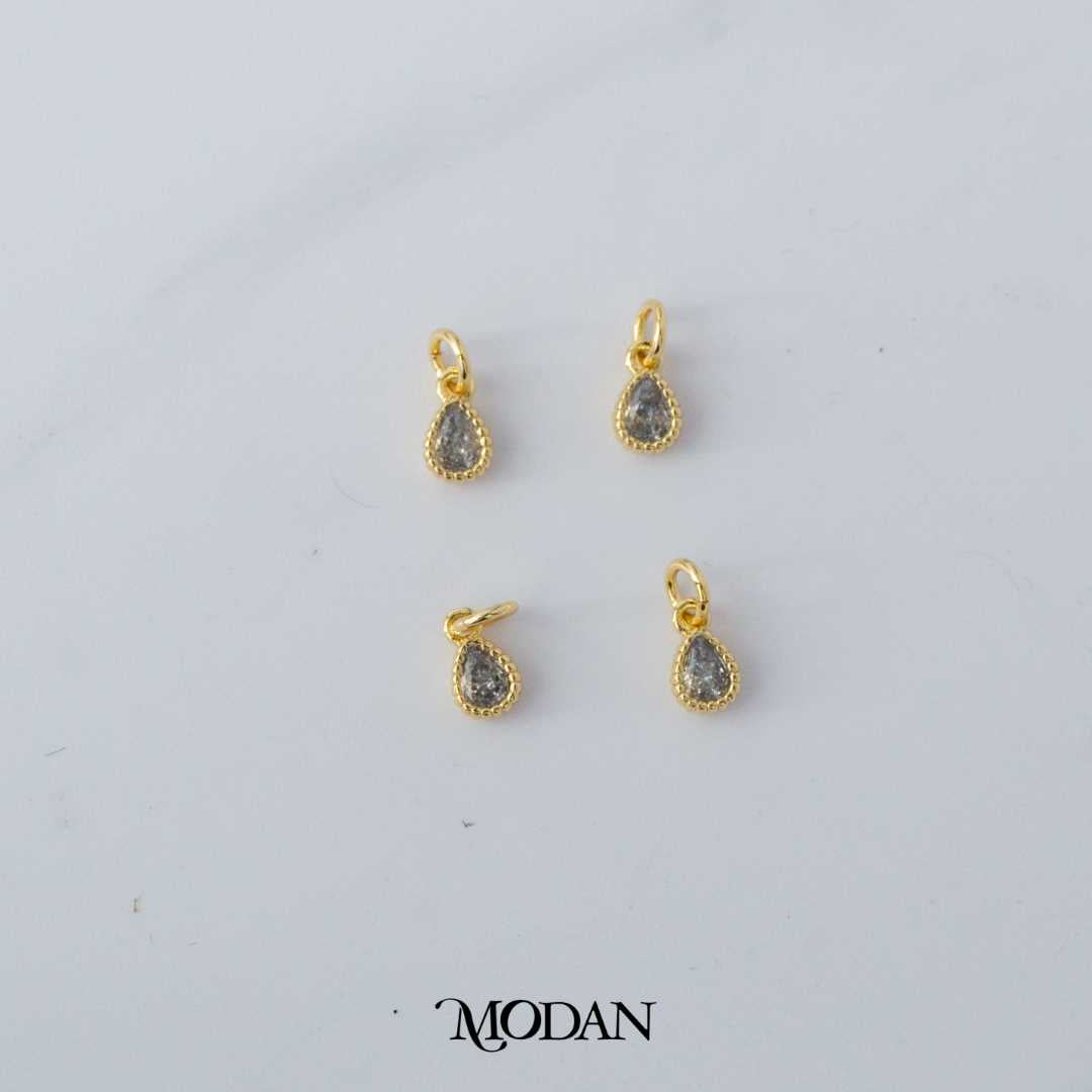 Tiny Teardrop Beaded DIY Liontin Tetes Air Mata Kecil Hypoallergenic Gold Filled