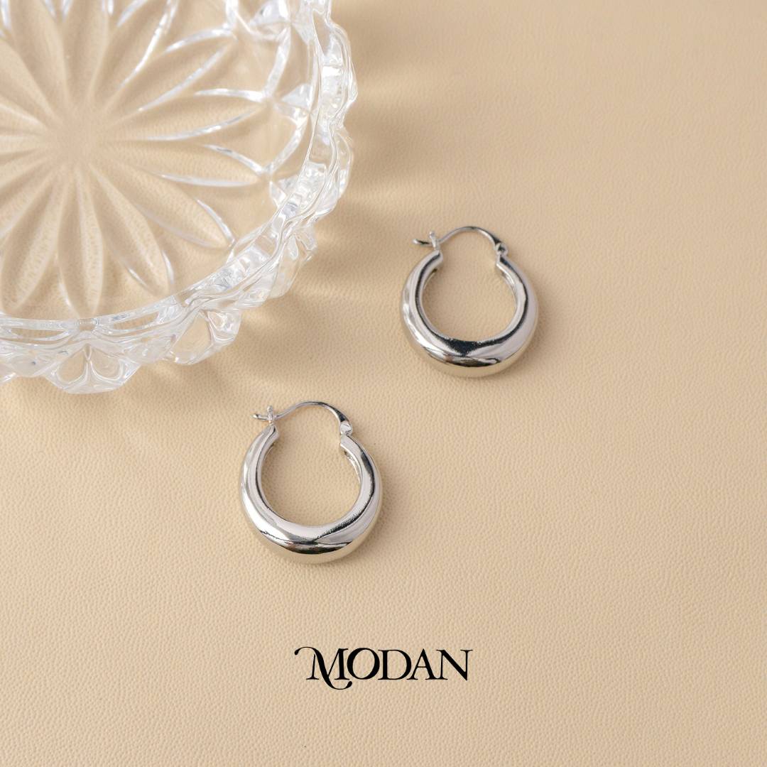 (24mm) Round French Look Hoop Earrings Anting Bulat Hypoallergenic Gold Filled