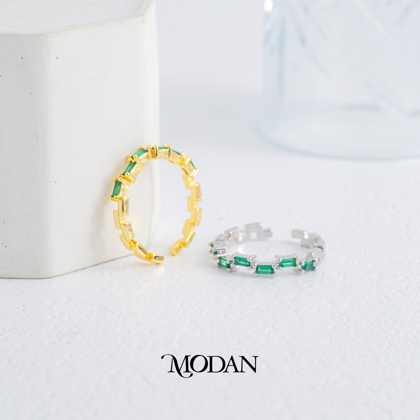 Colorful Baguette Adjustable Ring Cincin Zig-zag Adjustable Hypoallergenic Gold Plated