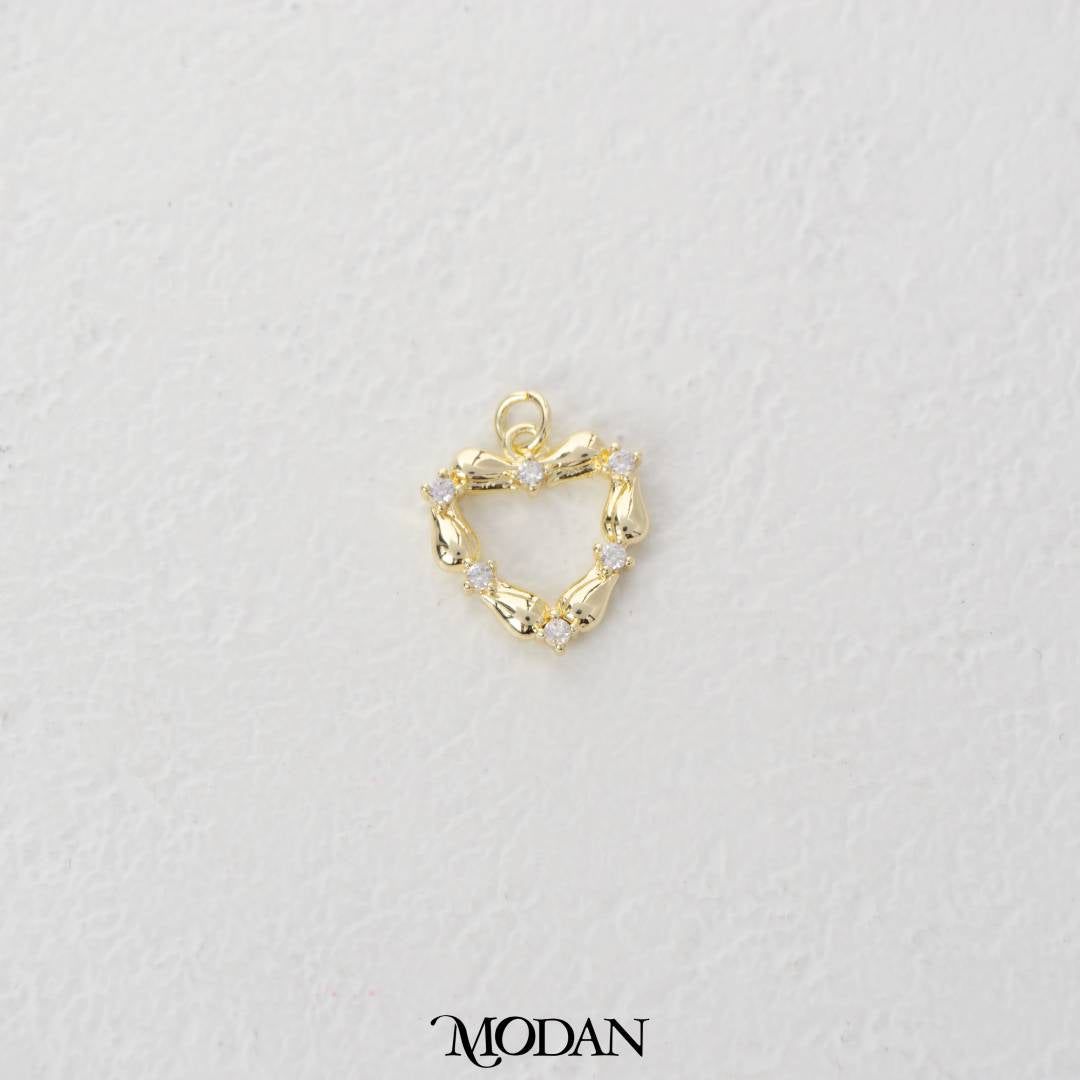 Open Back Linked Zirconia Heart Shaped Charm DIY Charm Liontin Kalung/Gelang Hati Hypoallergenic Gold Filled