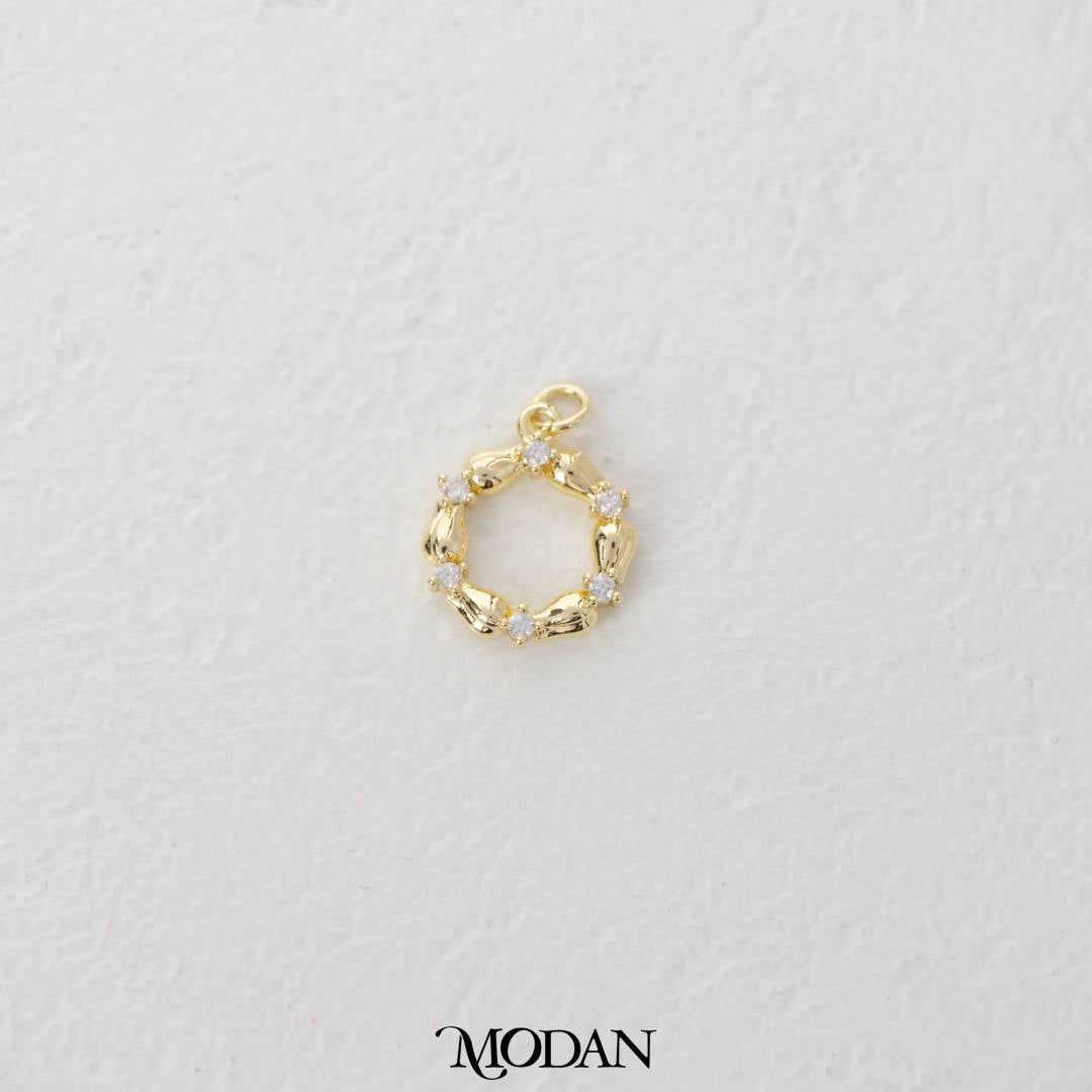Open Back Linked Zirconia Round Shaped Charm DIY Charm Liontin Kalung/Gelang Bulat Hypoallergenic Gold Filled