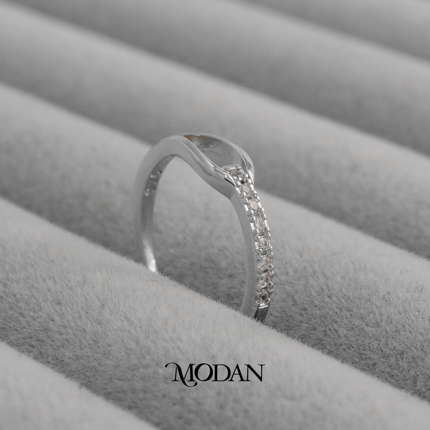 Minimalist Loop Hook Crystal Ring Cincin Model Kaitan Permata Hypoallergenic Gold Plated