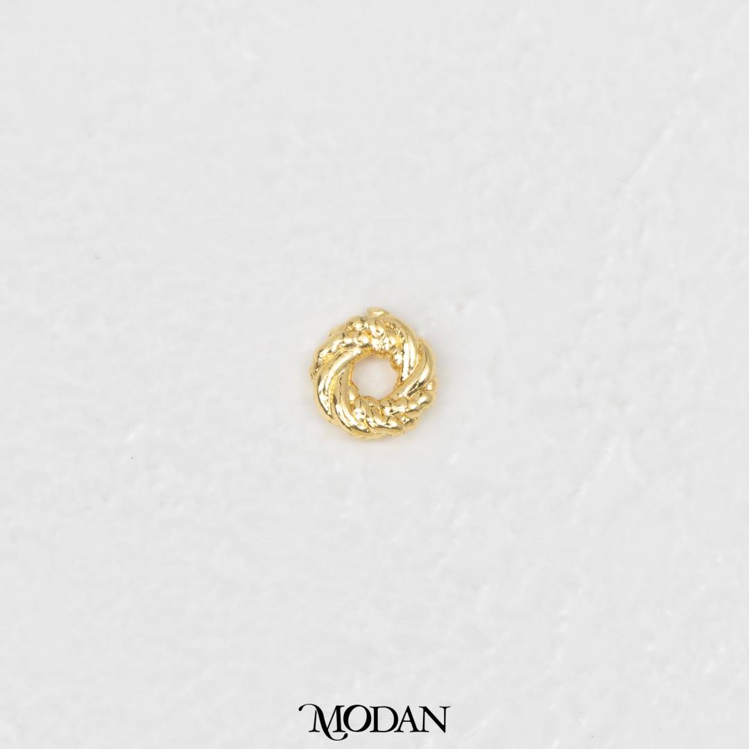 (6mm) Mini Round Donut Texture DIY Beads Manik Liontin Donat Hypoallergenic Gold Filled