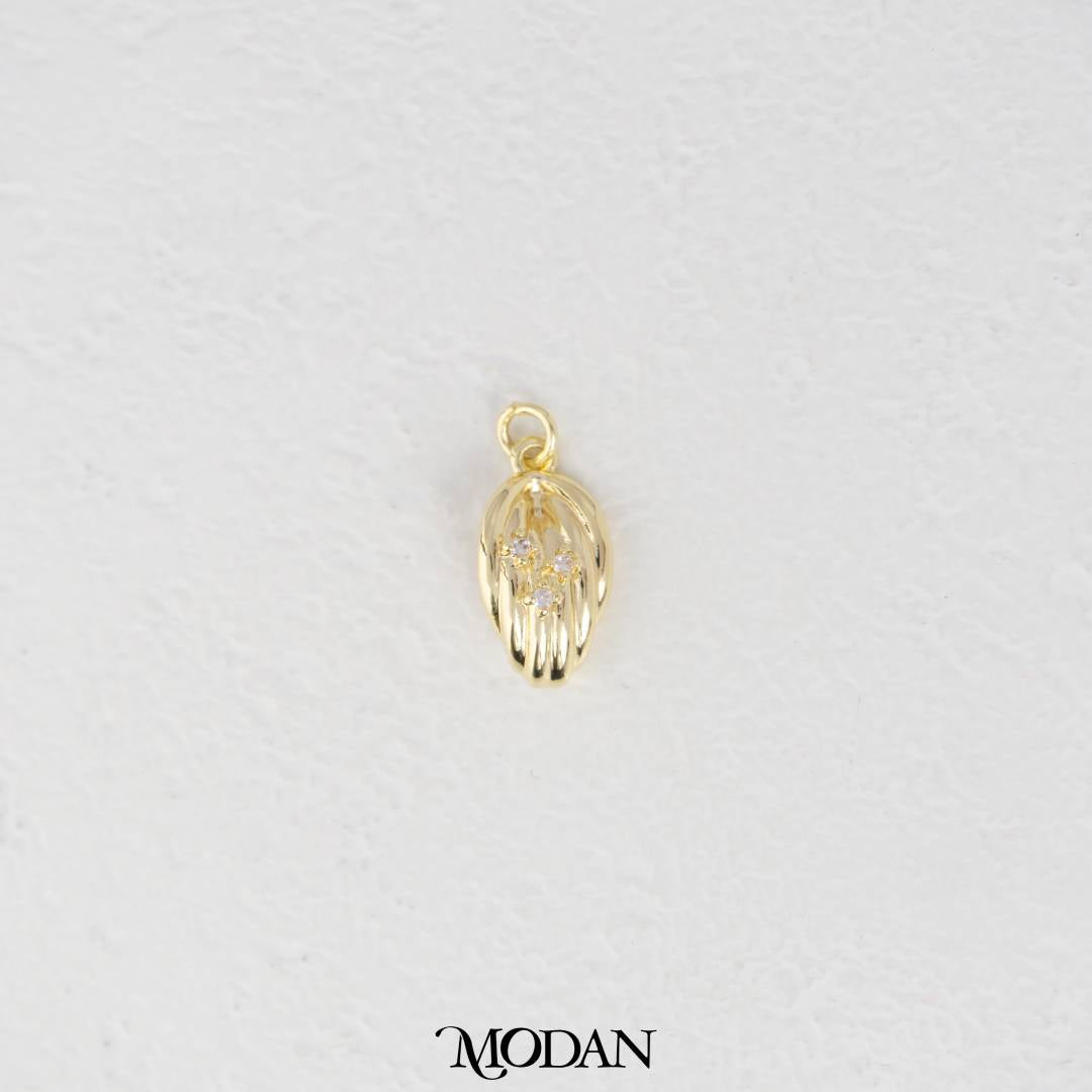 Plain Half Angel's Wings With Double Mini Zirconia DIY Charm Liontin Sayap Malaikat Polos Hypoallergenic Gold Plated