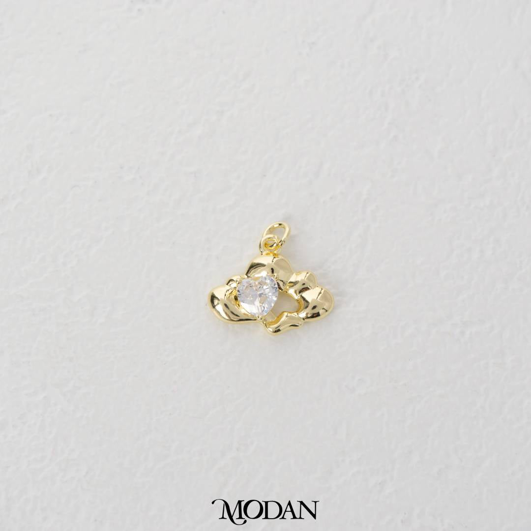 Light Golden Cloud Love Heart Zirconia Charm DIY Liontin Bentuk Awan Berlian Hati Hypoallergenic Gold Filled