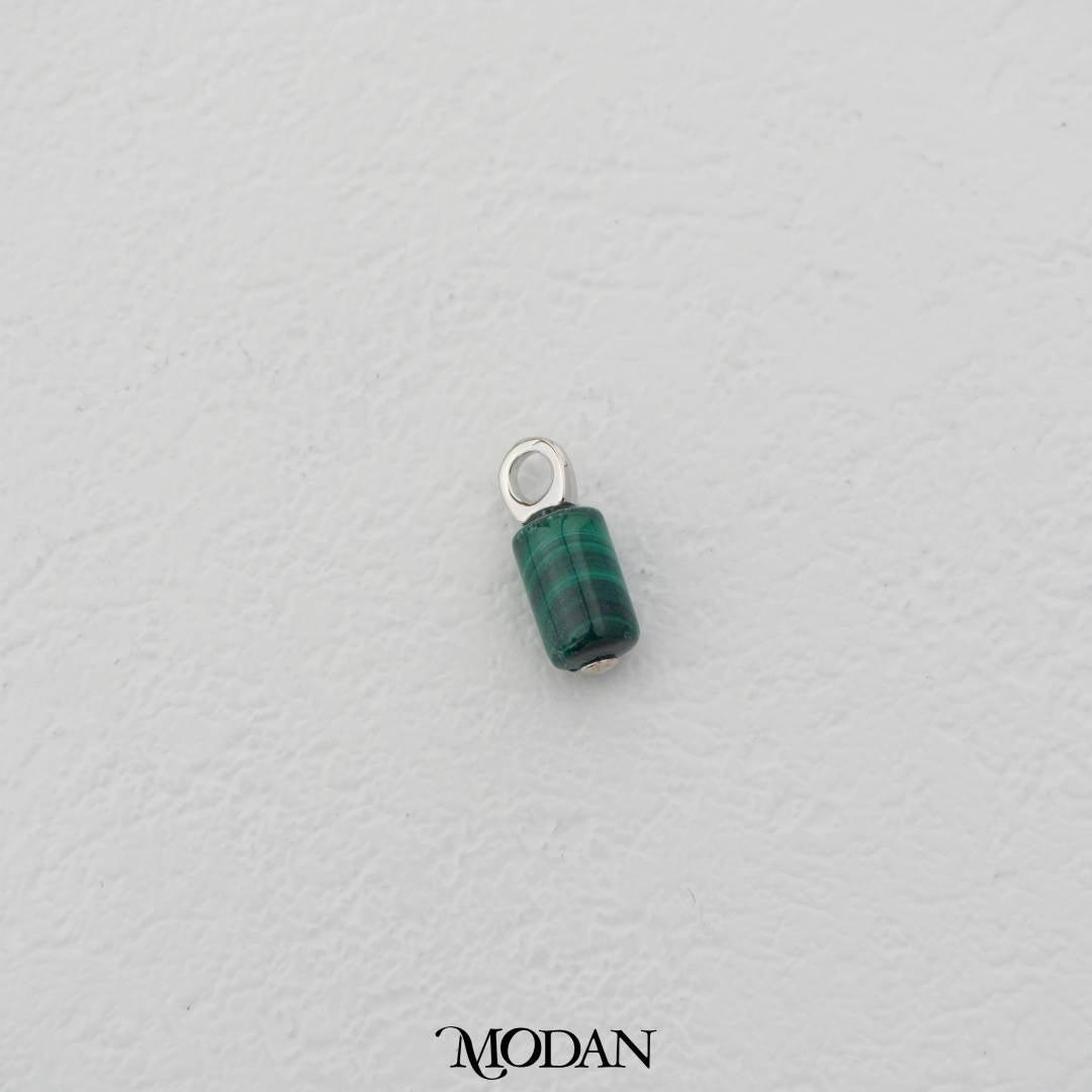 Malachite Natural Gemstones Tube Pendant Charm DIY Charm Liontin Batu Hijau Bentuk Tabung Hypoallergenic Gold Filled