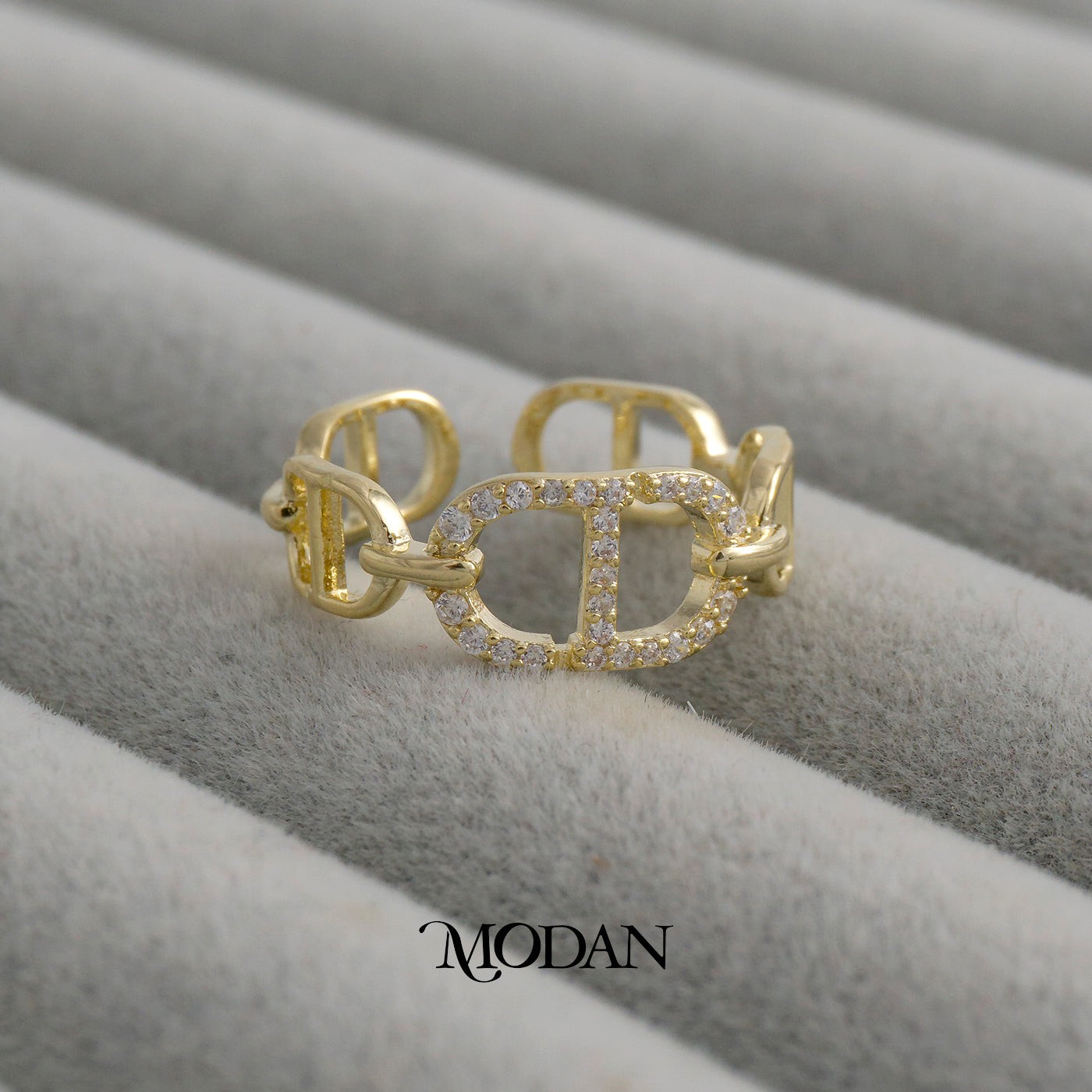 Elegant Anchor Chain Ring Cincin Rantai Jangkar Hypoallergenic Gold Plated