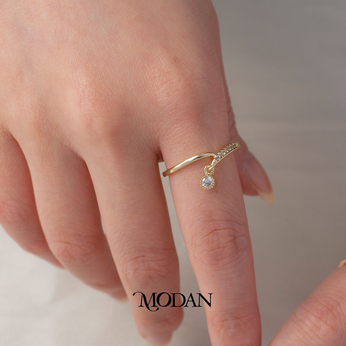 Minimalist Dangle Ring Cincin Gantung Minimalis Hypoallergenic Gold Plated