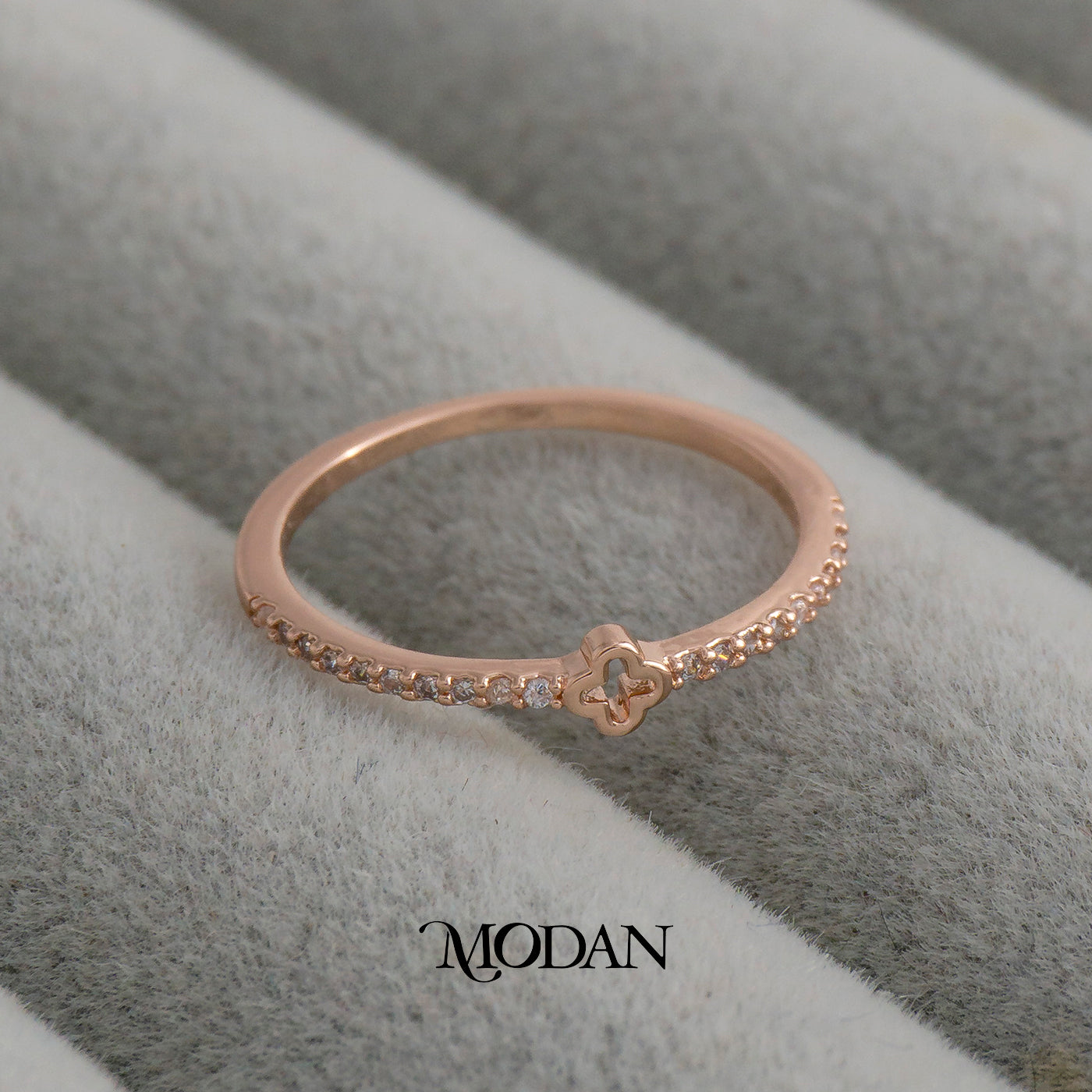 Dainty Rose Gold Clover Ring Cincin Semanggi Keberuntungan Hypoallergenic Gold Plated