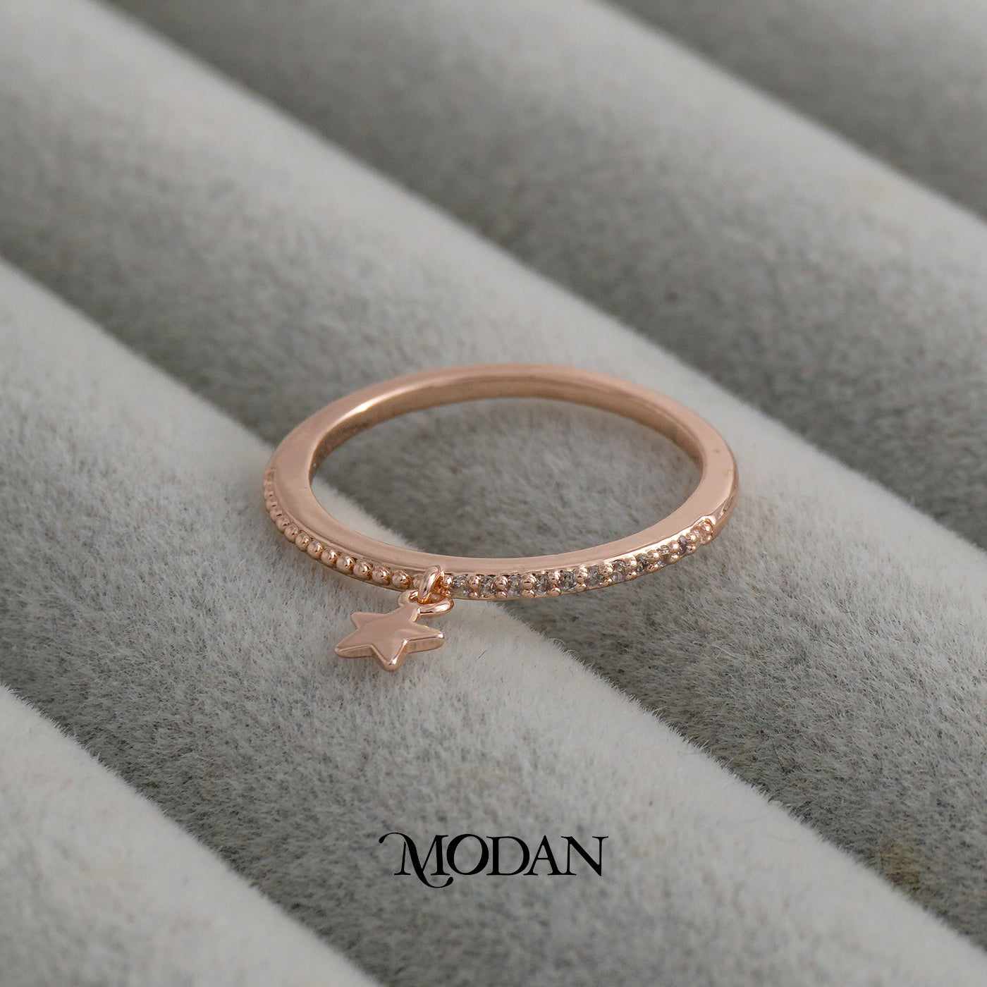 Dainty Rose Gold Star Dangle Ring Cincin Mainan Gantungan Bintang Hypoallergenic Gold Plated
