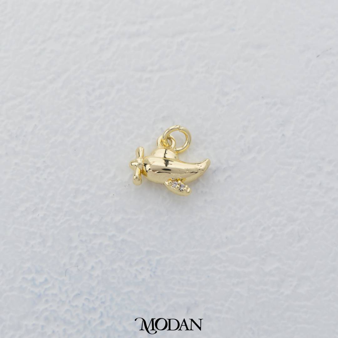 Mini Airplane Charm DIY Charm Liontin Pesawat Sayap Hypoallergenic Gold Filled