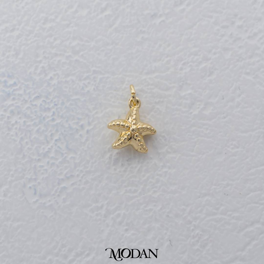 Tiny Textured Starfish Charm DIY Charm Liontin Bintang Laut Hypoallergenic Gold Filled