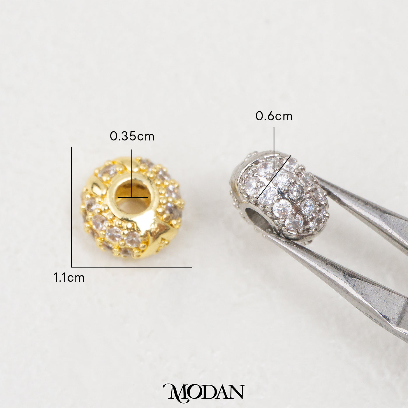 Sparkling Micro Paved Round DIY Beads Manik Liontin Kalung/Gelang Bulat Berlian Pasir Zirconia Hypoallergenic Gold Filled