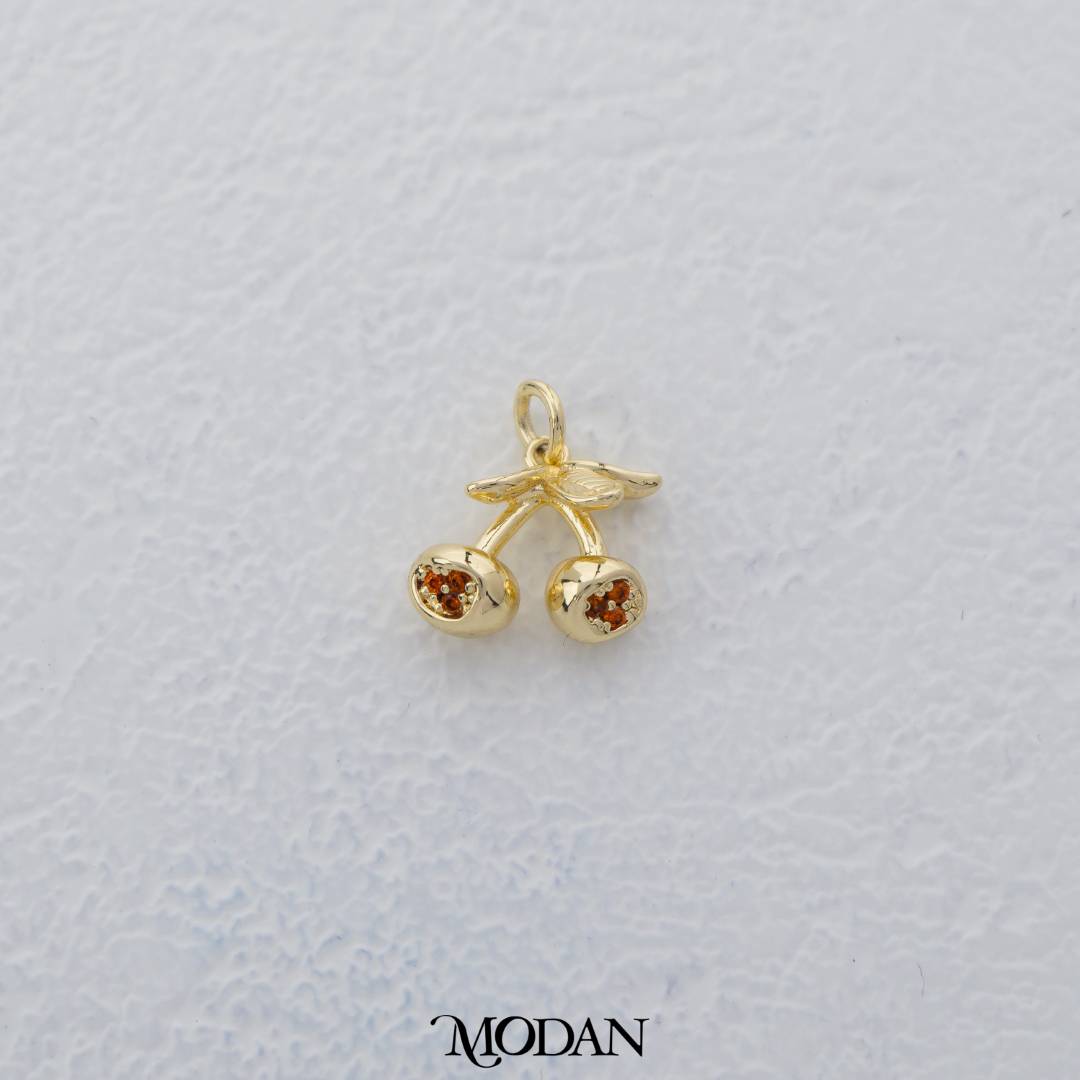 Plain Mini Red Cherry Charm DIY Charm Liontin Buah Ceri Hypoallergenic Gold Filled