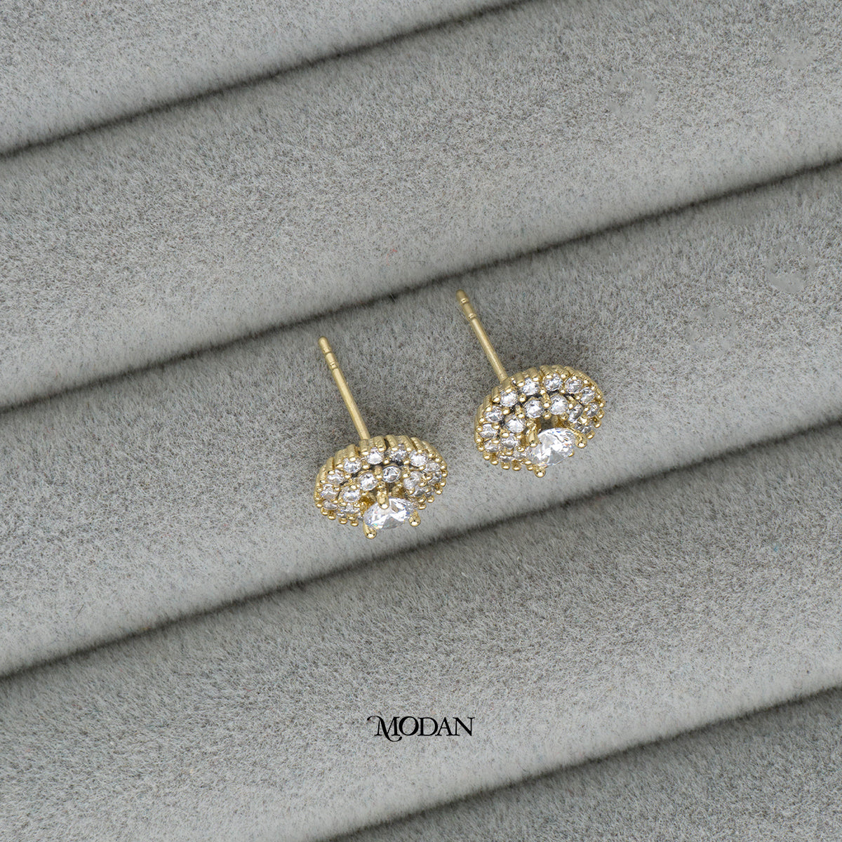 (10mm) Micro Paved Simple Circle Stud Earrings Anting Tusuk Lingkaran Hypoallergenic Gold Plated