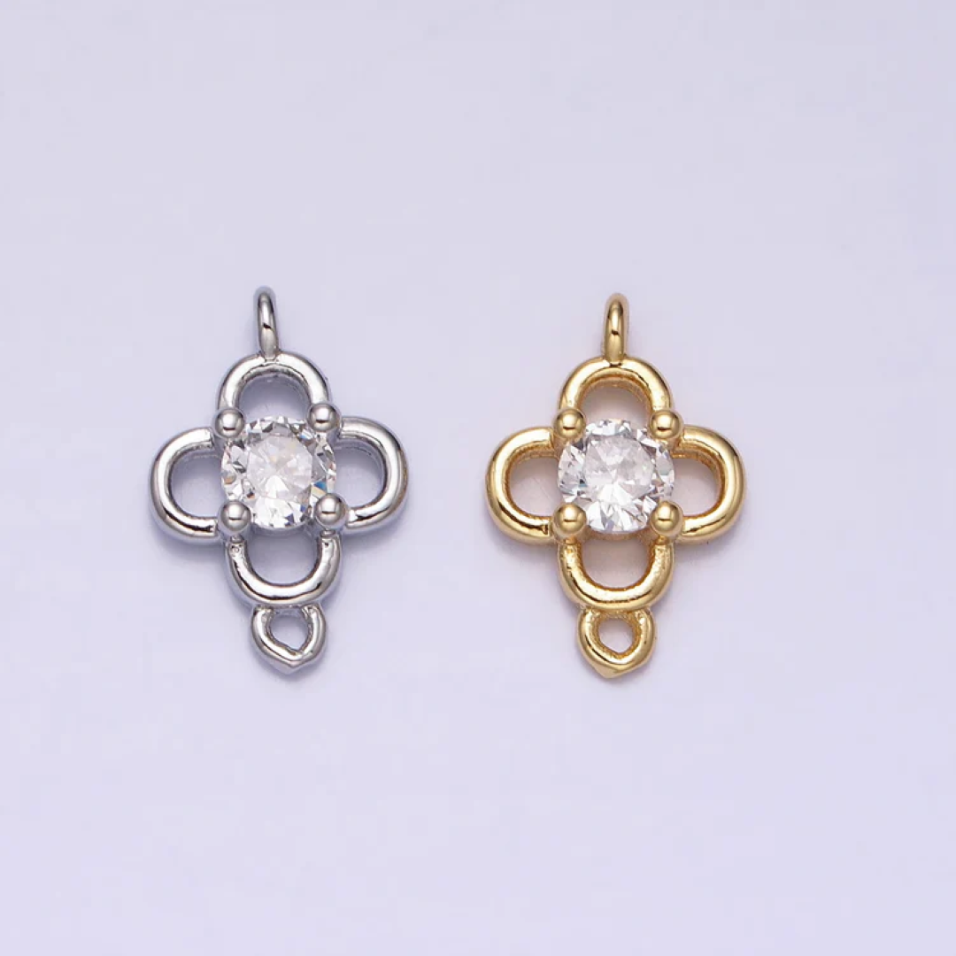 Mini Lucky Clover Circle DIY Connector Liontin Konektor Daun Keberuntungan Lingkaran Hypoallergenic Gold Plated