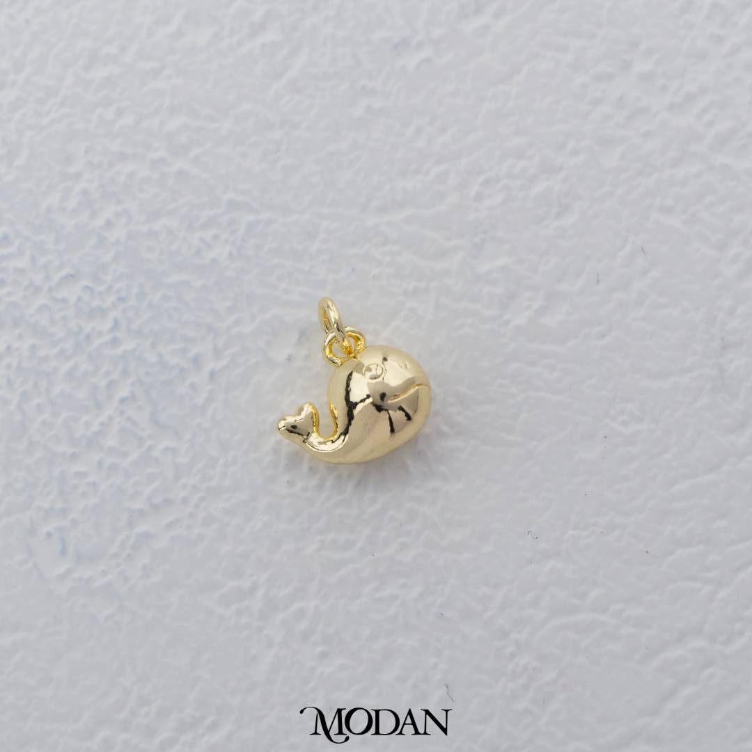 Mini Plain Whale Charm DIY Charm Liontin Paus Polos Hypoallergenic Gold Filled