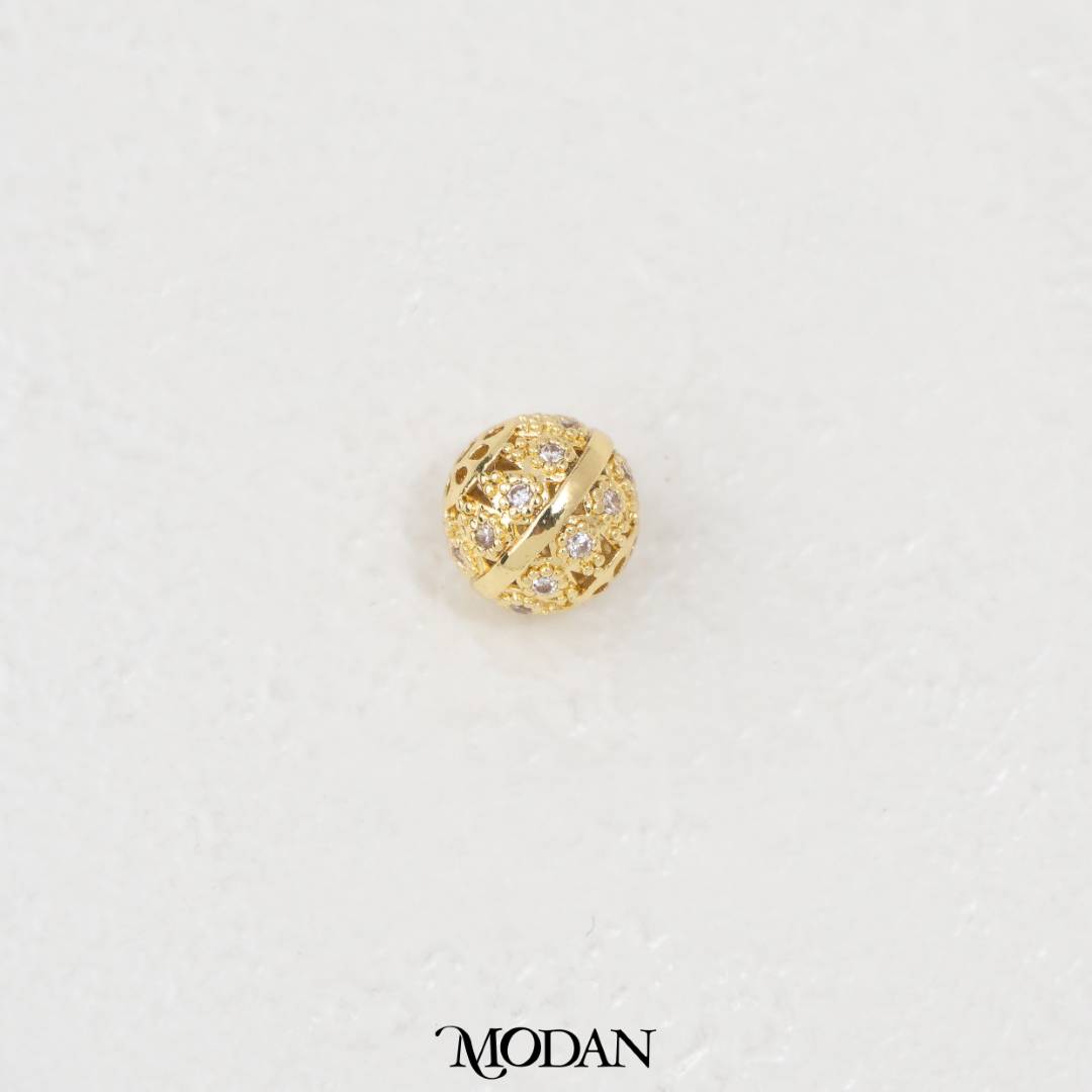 Golden Hollow Filigree Round Ball DIY Beads Spacer Liontin Bola Bulat Berongga Hypoallergenic Gold Filled