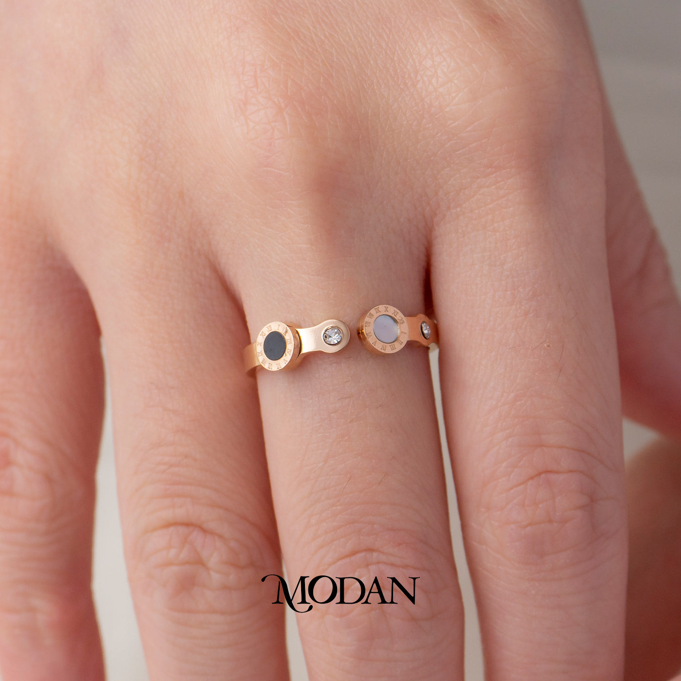 Open Roman Numeral Cuff Ring Cincin Terbuka Angka Romawi Hypoallergenic Stainless Steel