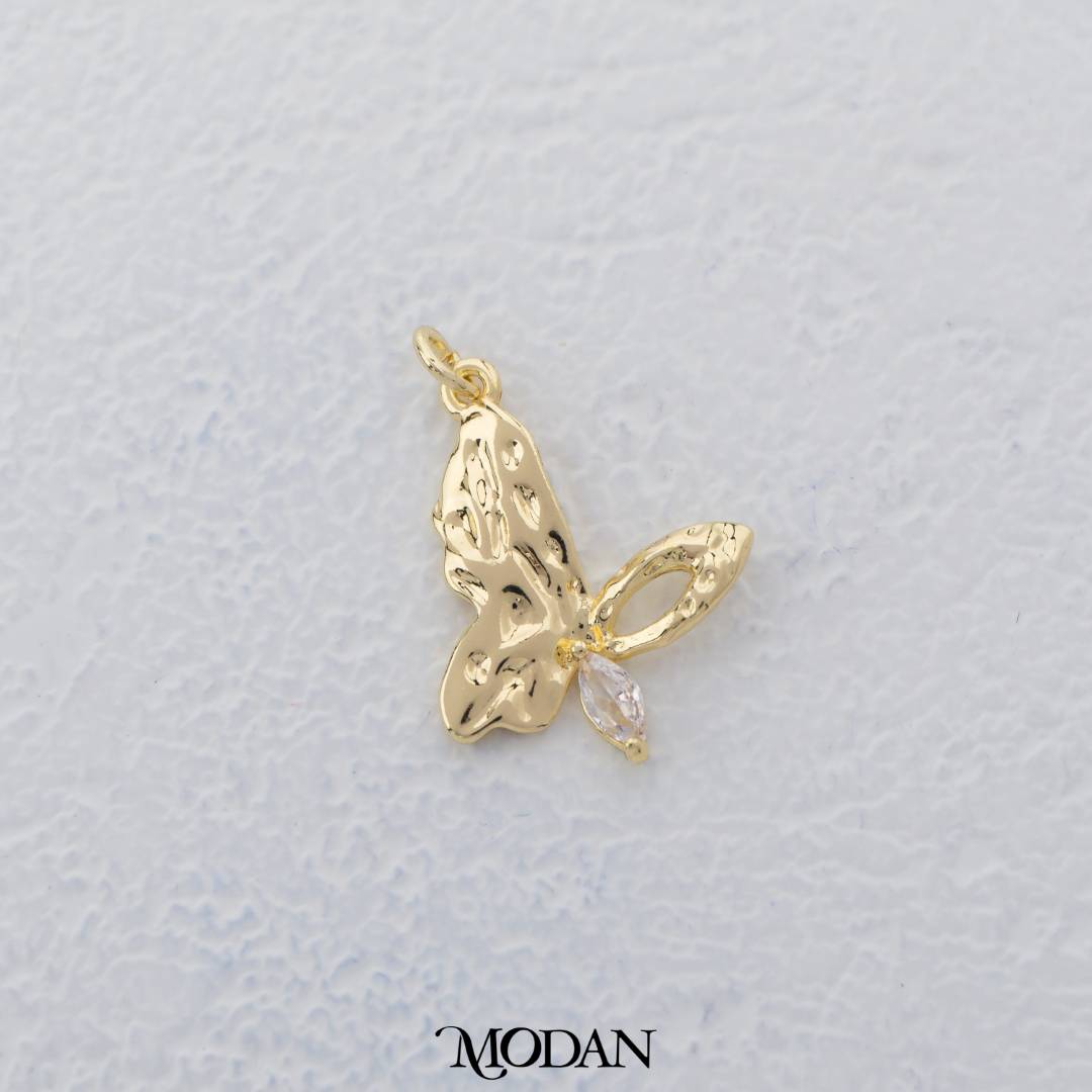 Hammered Butterfly Charm DIY Charm Liontin Kupu - Kupu Abstrak Hypoallergenic Gold Filled