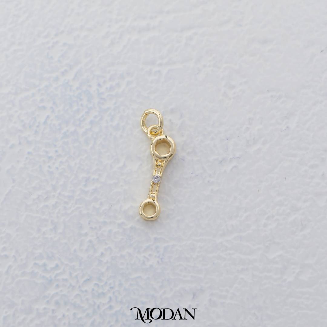 Mini Golden Wrench Spanner Charm DIY Charm Liontin Palu Kecil Hypoallergenic Gold Filled
