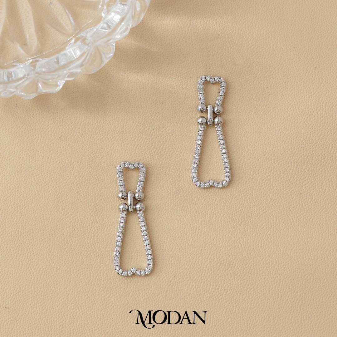 (29mm) Bridal Micro Paved Zirconia Long Drop Stud Earrings Anting Pesta Hypoallergenic Gold Plated