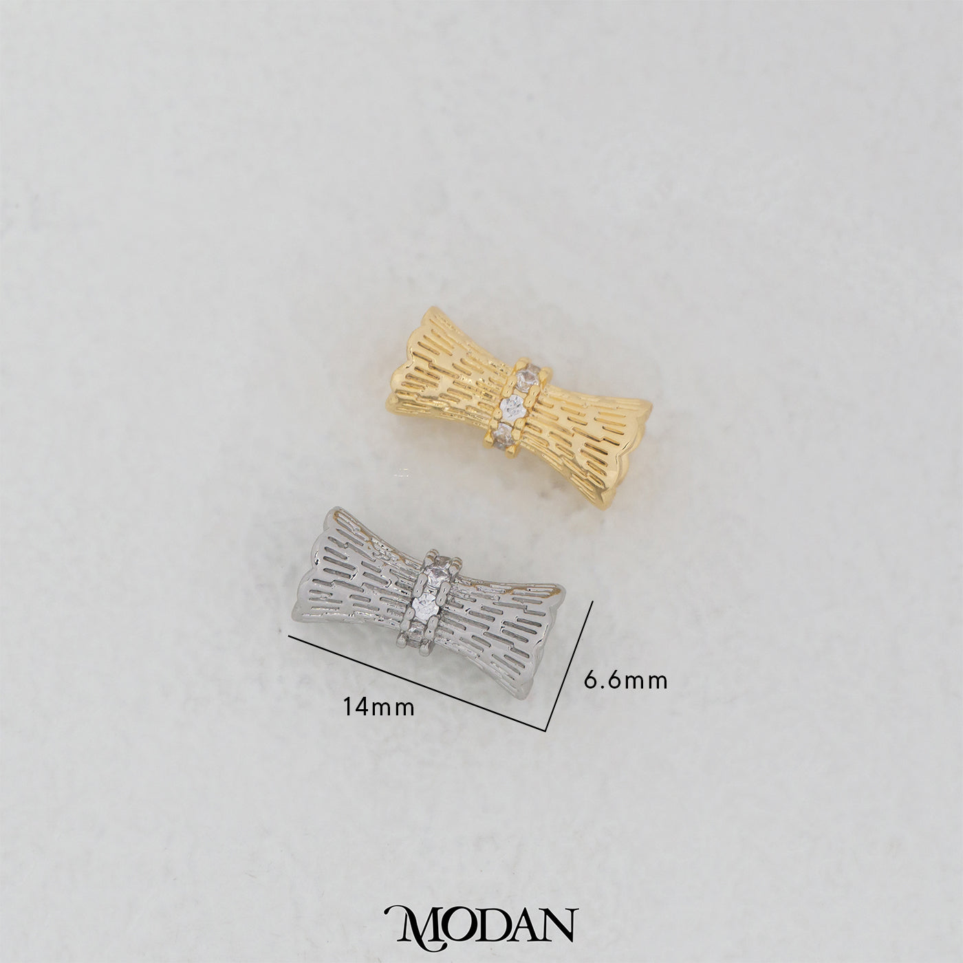 Sparkling Bow DIY Beads Charm Liontin Pita Hypoallergenic Gold Filled