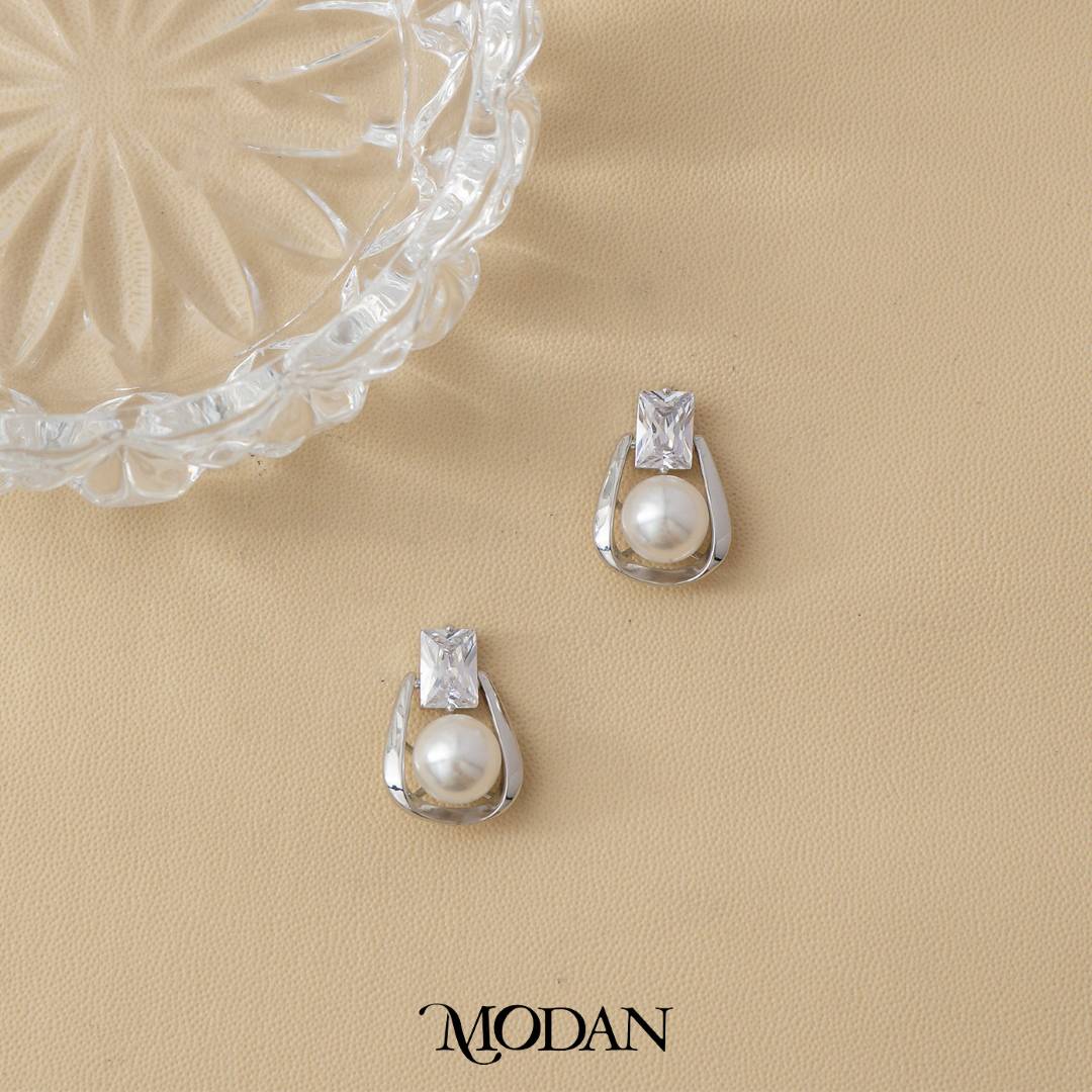 (19mm) Link Shell Pearl Stud Earrings Anting Tusuk Mutiara Hypoallergenic Gold Plated