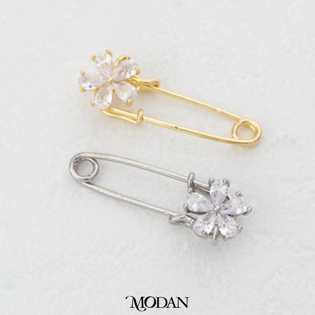 Korean Style Floral Safety Pin Brooch Bros Peniti Bunga Hypoallergenic Gold Plated