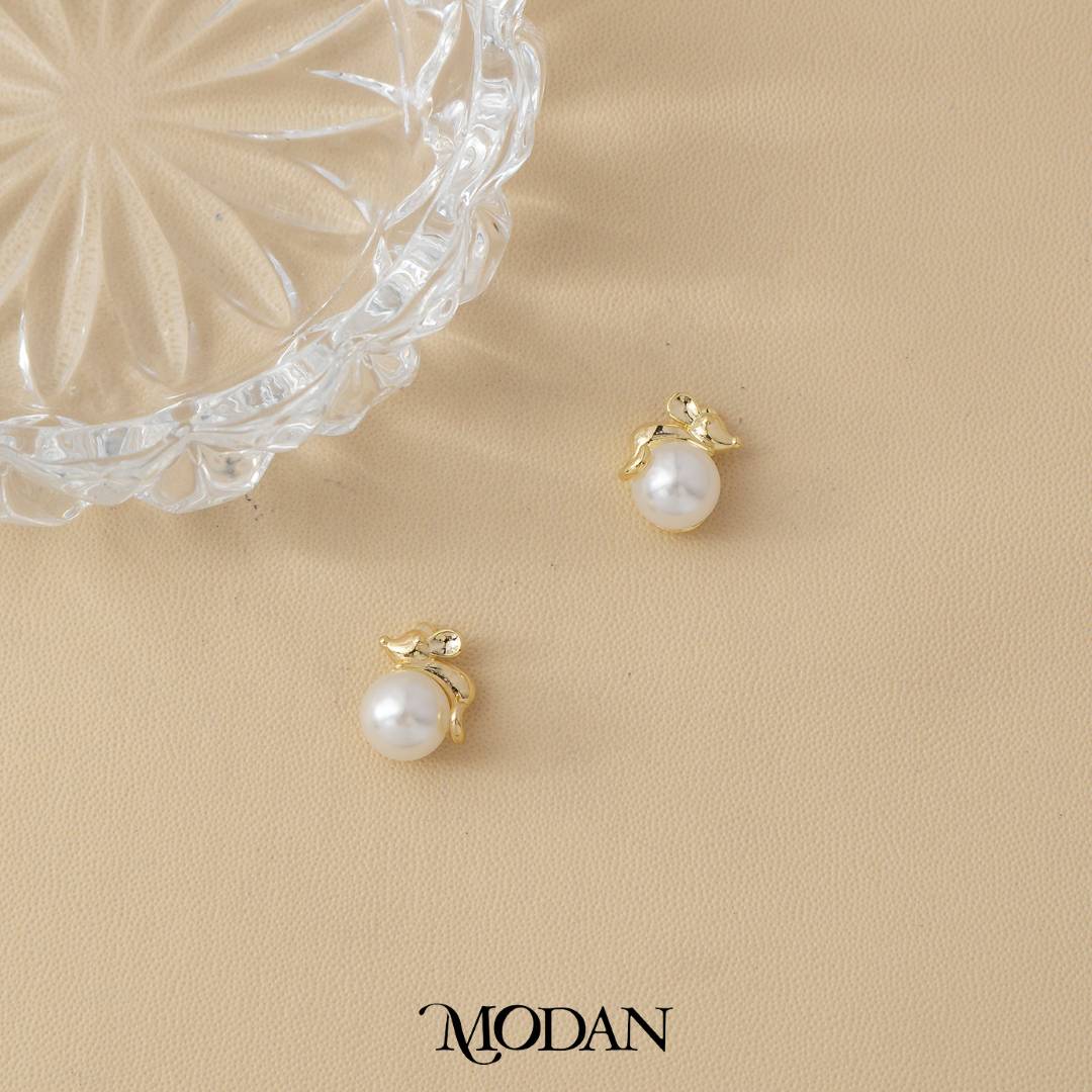 (13mm) Mini Round Stud Earrings Anting Tusuk Mutiara Hypoallergenic Gold Plated