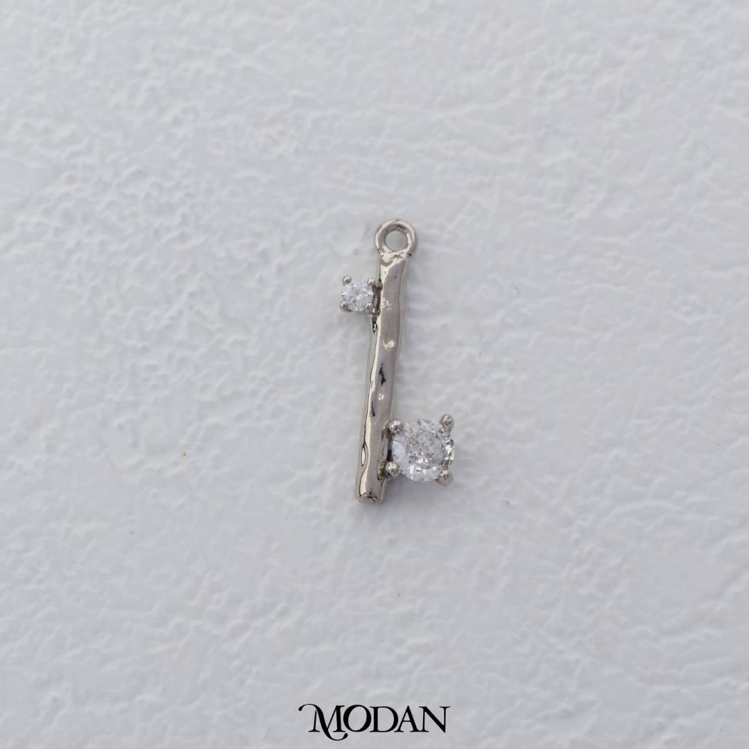 Simple Double Zirconia Old Wand Charm DIY Charm Liontin Abstrak Mata Satu Hypoallergenic Gold Filled