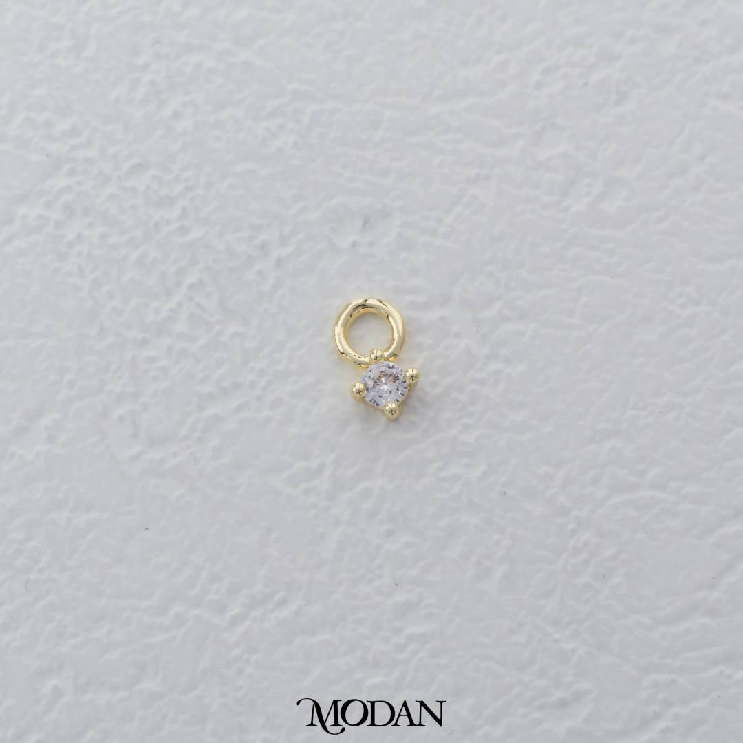 Mini Dainty Solitaire Charm DIY Charm Liontin Berlian Mata Satu Hypoallergenic Gold Filled