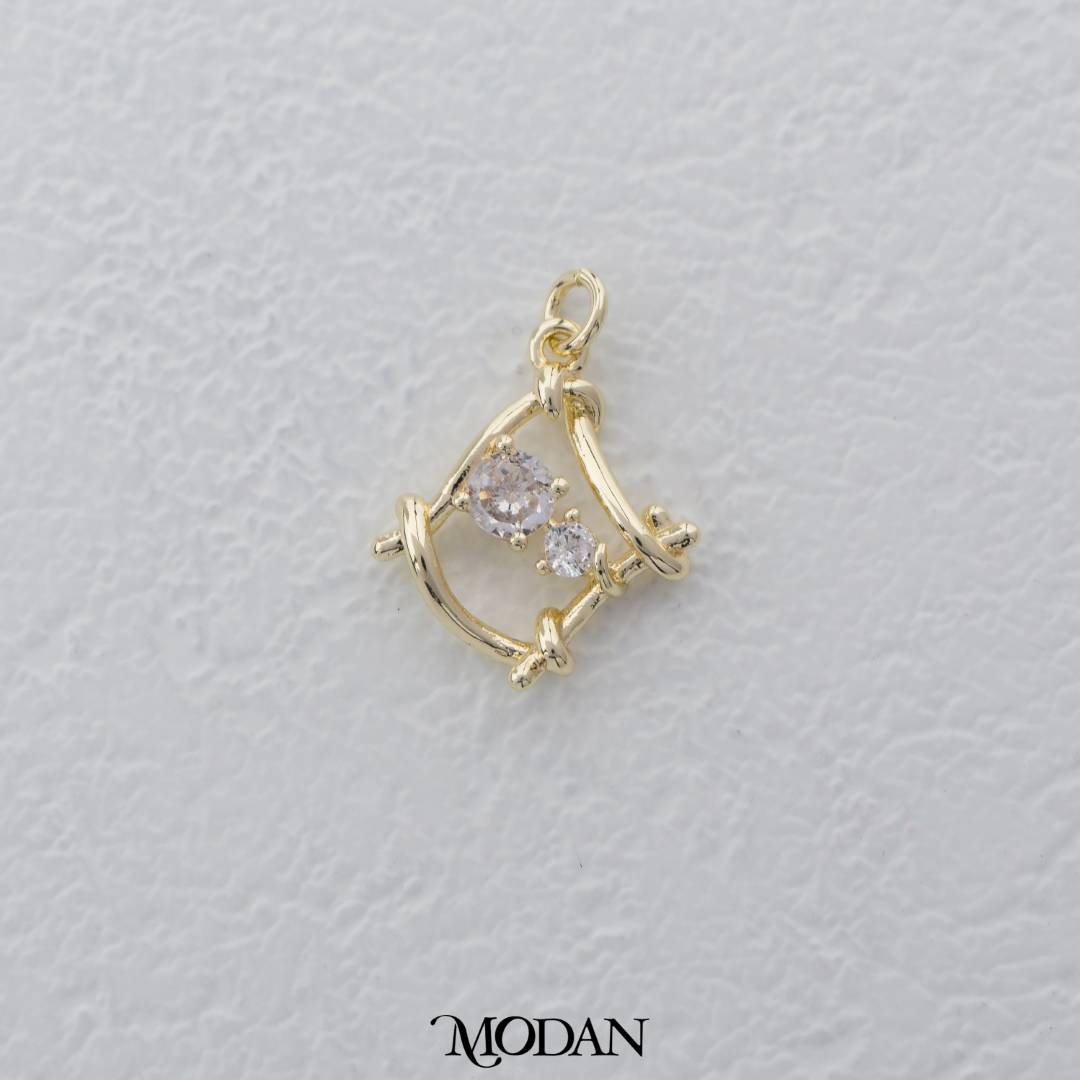 Minimalist Open Back Rhombus Shaped DIY Charm Liontin belah Ketupat Hypoallergenic Gold Filled