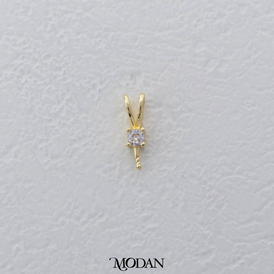 Mini Dainty Simple Node Solitaire Charm DIY Charm Liontin Berlian Mata Satu Hypoallergenic Gold Filled