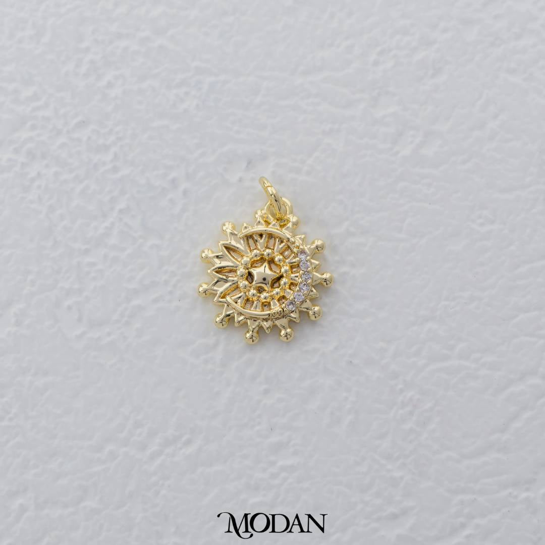Celestial Moon Star Sun Aligned Charm DIY Charm Liontin Gabungan Bintang Bulan Matahari Hypoallergenic Gold Filled
