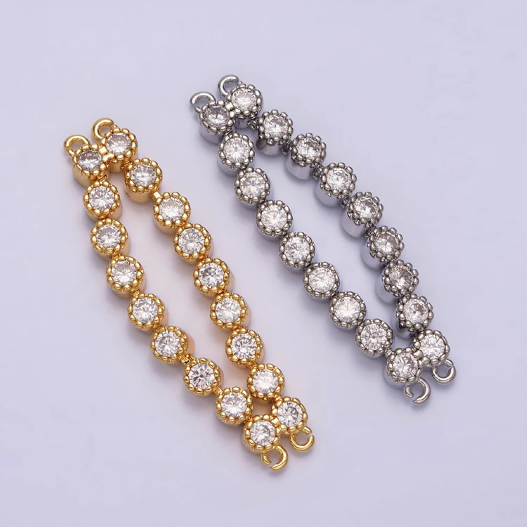 Double Layer Round Circle Link Chain DIY Connector Liontin Berlian Pesta Hypoallergenic Gold Filled