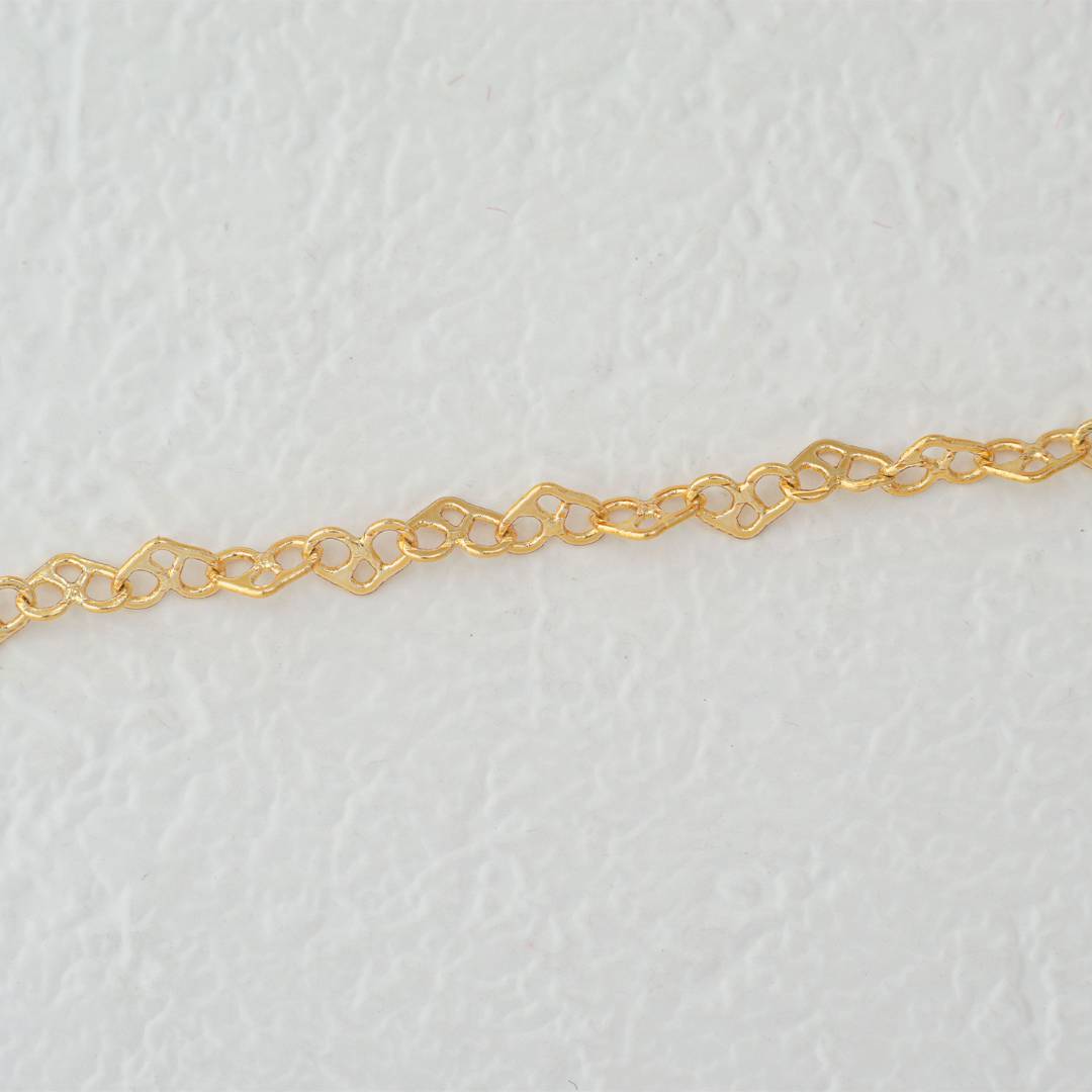 Valentino Golden Heart Chain Unfinished DIY Chain Rantai Kalung Gelang Meteran Hypoallergenic Gold Plated