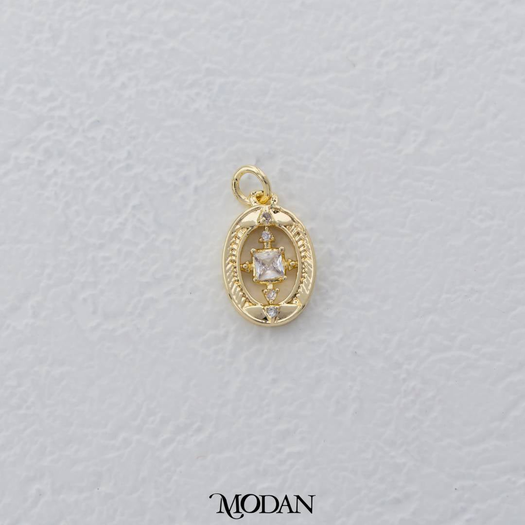Mini Vintage Oval Charm DIY Charm Liontin Oval Hypoallergenic Gold Filled