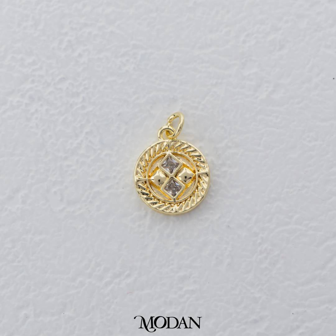 Mini Vintage Round Charm DIY Charm Liontin Bulat Hypoallergenic Gold Filled