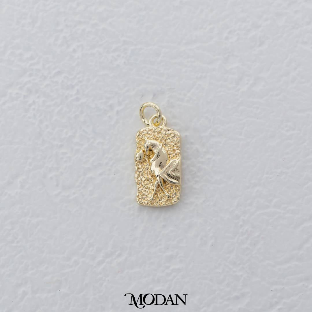 Mini Textured Flower Double Side Rectangular Charm DIY Charm Liontin Bunga Dua Sisi Persegi Panjang Hypoallergenic Gold Filled
