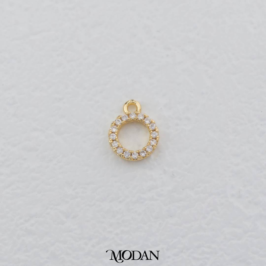 Dainty Cluster Round Add On Open Back Charm DIY Charm Liontin Bulat Kecil Hypoallergenic Gold Filled