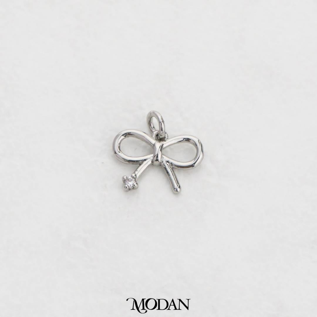 Mini Solitaire Ribbon Charm DIY Charm Liontin Pita Berlian Mata Satu Hypoallergenic Gold Filled