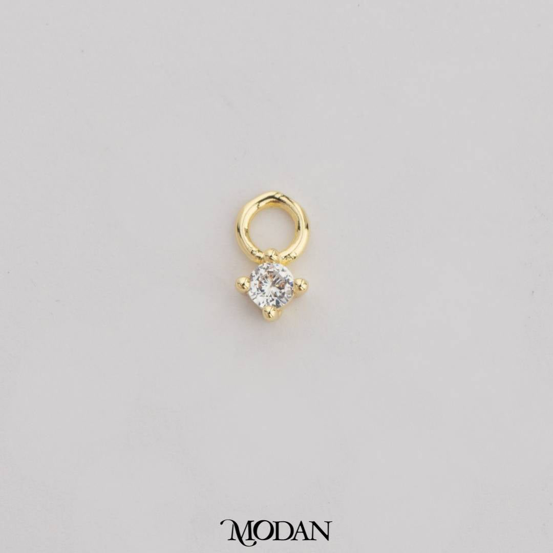 Tiny Solitaire Simple DIY Charm Liontin Mata Satu Hypoallergenic Gold Filled