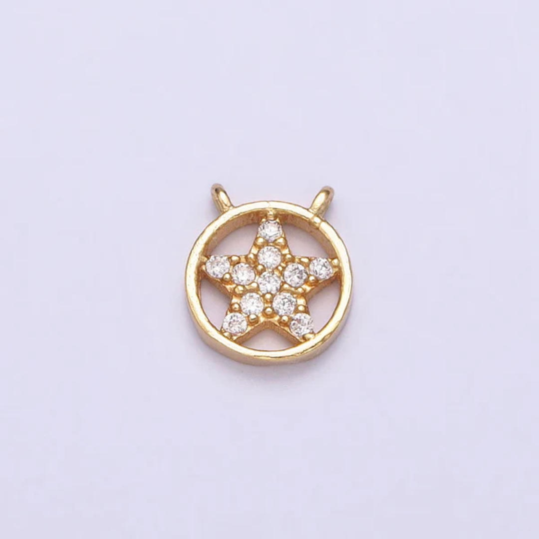 Tiny Cute Star Round Circle DIY Connector Liontin Konektor Bintang Hypoallergenic Gold Filled