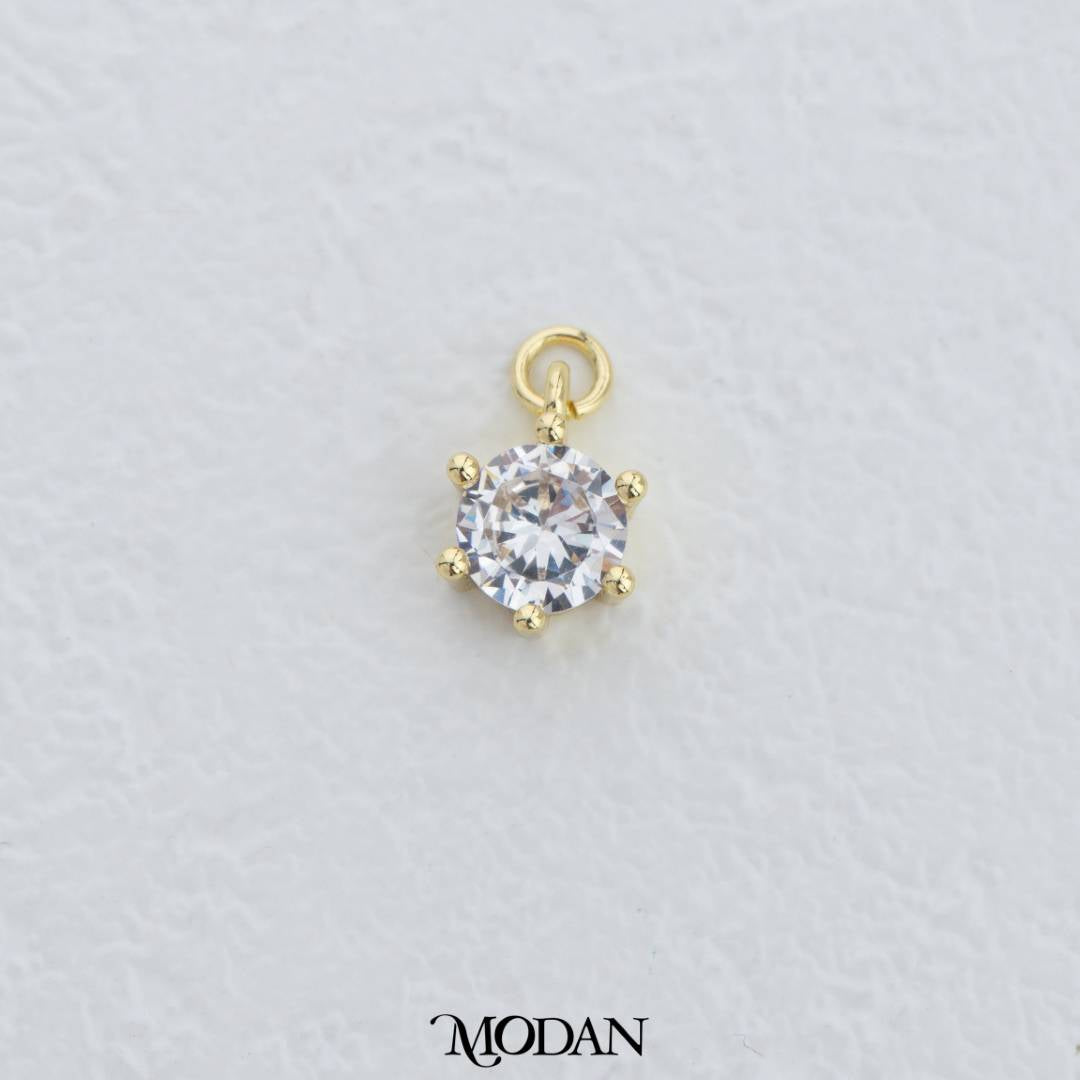 Simple Clear Solitaire DIY Charm Liontin Mata Satu Hypoallergenic Gold Filled